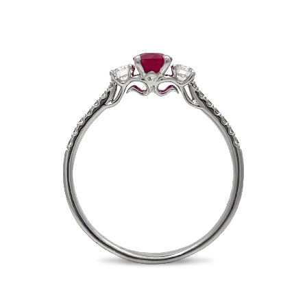 18K White Gold 4Prong Fashion Ring w/1Oval Ruby=.55ct and Diams=.26ctw SI H-I Size6.5 #RG25029 115136