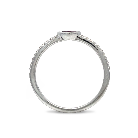 18K White Gold Solitaire East to West Bezel Fashion Band w/1Ruby=.15ct and Diams=.11ctw SI H-I Size6.25 #RD26669 120631