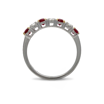 18K White and Yellow Gold Alternating 4Prong Fashion Band w/Rubies=.93ctw and Diams=.41ctw SI H-I Size6.25 #RG29207 132637