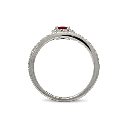 18K White Gold Pear Shaped Halo Wrap Ring w/1 Ruby=.43ct and Diams=.26ctw SI H-I Size 6.5 #RG28256 128301