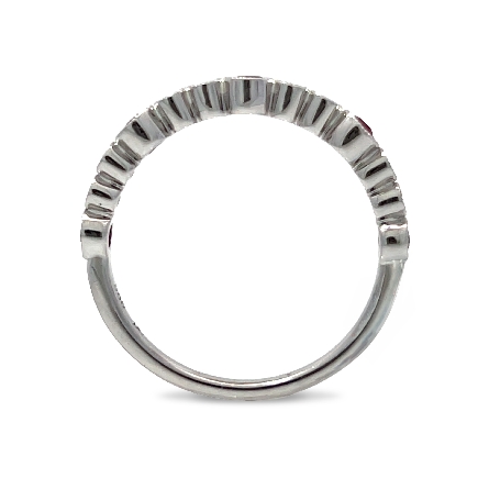 14K White Gold Milgrain Bezel Ring w/Rubies=.33ctw and Diams=.07ctw SI H-I Size6.25 #RG26090 117884