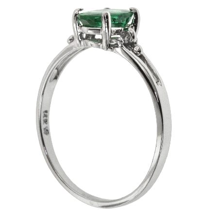 14K White Gold Split Shank Ring w/7x5mm Emerald=.60ct Size 6.5 #11173L-A