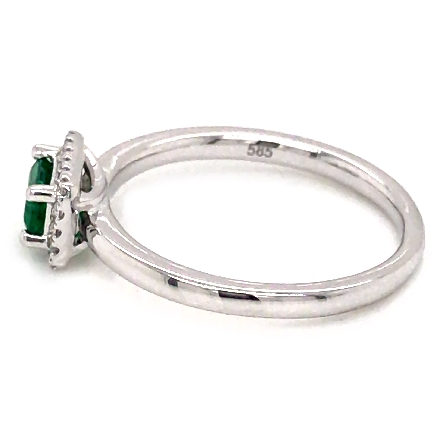 14K White Gold East-West Rectangle Halo Ring w/Emerald=.26ct and 18Diams=.08ctw Size 6.5 #32.09784.012