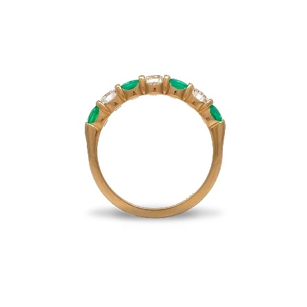 14K Yellow Gold Alternating Prong Set Band w/3Diams=.50ctw SI H-I and 4Emeralds=.54ctw Size 6.5 #ARPSOP