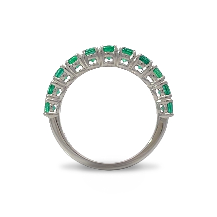 18K White Gold 4Prong Straight Band w/11 Emeralds=1.14ctw Size5.75 #R32-141325