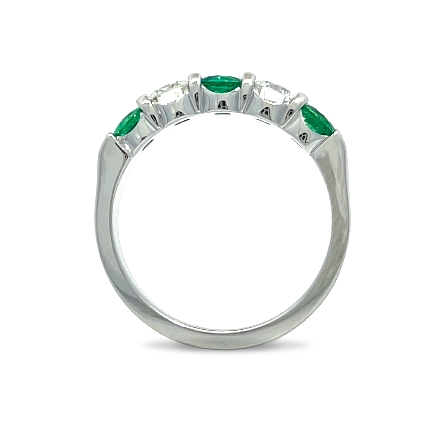14K White Gold Alternating Prong Set Band w/2Diams=.50ctw SI H-I and 3Emeralds=.74ctw Size 6.5 #ARPSOP
