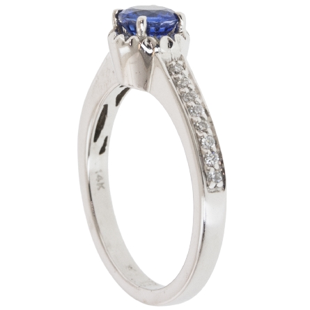 14K White Gold Fashion Ring w/Sapphire=.72ct and Diams=.12ctw SI H Size 6.5 #4Q86DM