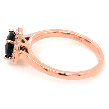 14K Rose Gold Halo Ring w/Sapphire=1.47ct and Diams=.08ctw SI H-I Size 7 #122060