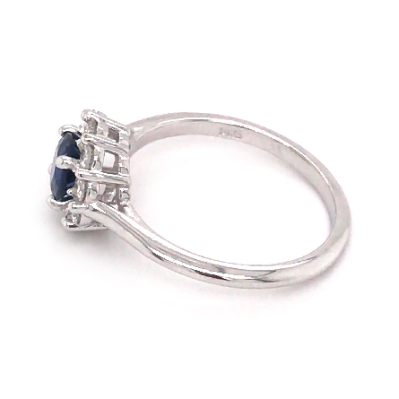 14K White Gold Sapphire Flower Halo Ring w/10Diams=.39ctw SI H-I Size 6.75 #71861