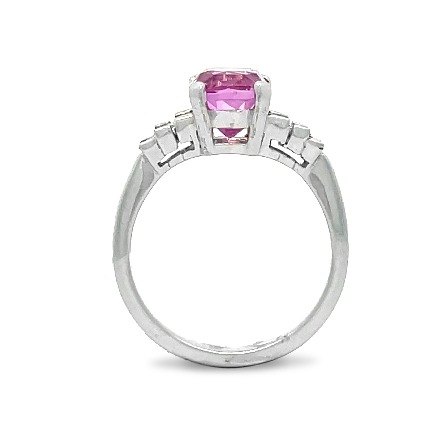 18K White Gold Ring w/1 Pink Sapphire=3.54ct and Diams=.51ctw VS2 G-H Size6.75 #2039