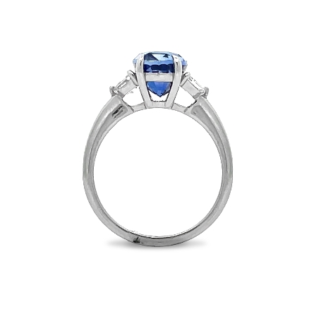 Platinum 3Stone Ring w/1 Unheated Sapphire=3.59ct AGL#100317 and 2 Diams=.52ctw VS G-H Size5.75 #ASKK