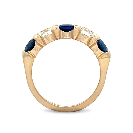 14K Yellow Gold Alternating Prong Set Band w/2Diams=1.04ctw SI J and 3Sapphires=2.00ctw Size 6.5 #ARPSOP
