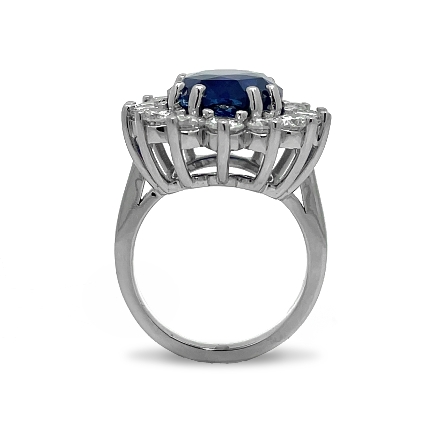 Platinum Oval Halo Ring w/1 Oval Sapphire=14.95ct GRS and Diams=2.75ctw VS-SI H-I Size6.75 #R3319