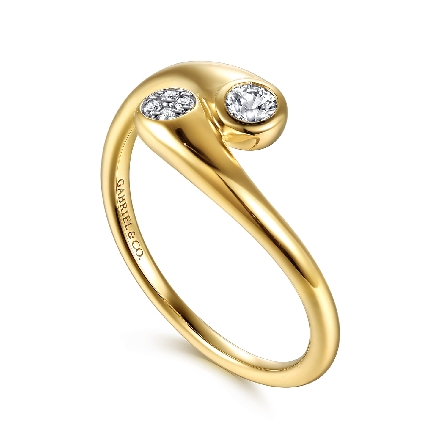 14K Yellow Gold Gabriel Bypass Promise Ring w/White Sapphire=.11ct and Diams=.02ctw SI2 H-I Size6.5 #LR53064Y45WS (S2285797)
