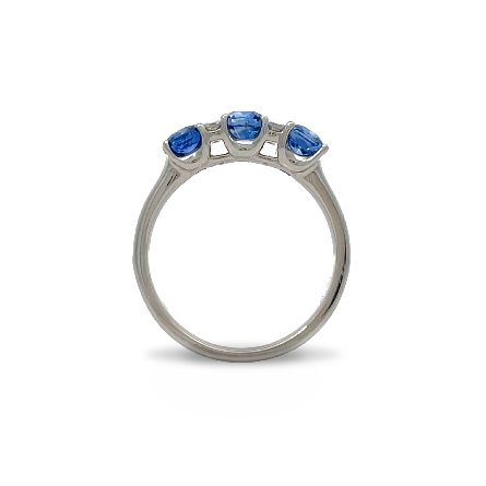 18K White Gold 3Stone Alternating Band w/3Sapphires=1.73ctw and 6Diams=.11ctw VS G-H Size6.25 #R32-139316