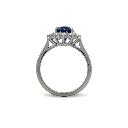 Platinum Oval Halo Fashion Ring w/1 Oval Sapphire=2.55ct GIA#2231862595 and Diams=.70ctw VS H-I Size6.5 #MN-552