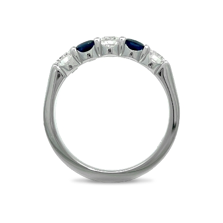 14K White Gold Alternating Prong Set Band w/2Sapphires=.40ctw and 3Diamonds=.52ctw VS-SI H-I Size 6.5 #ARPSOP
