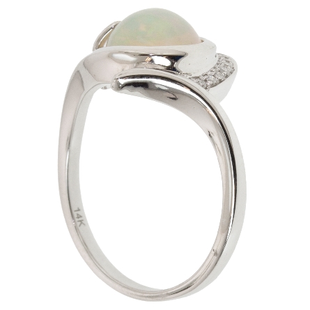 14K White Gold Fashion Ring w/Opal=2.3ct and 9Diams=.03ctw #R10568-OPL