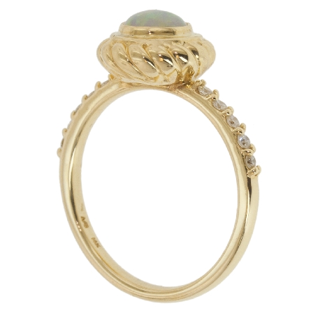 14K Yellow Gold Twist Halo Fashion Ring w/Opal=.37ct and 10Diams=.15ctw SI H-I Size 7.5 #23201L
