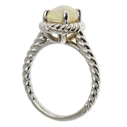 14K White Gold Twist Shank Halo Ring w/Opal=1.16ct Size 6.75 #23090L