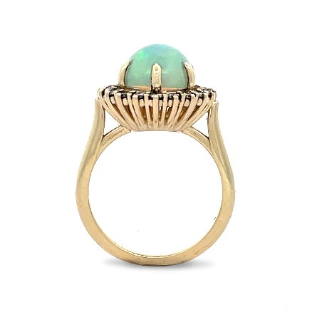 14K Yellow Gold Oval Halo Fashion Ring w/1 Opal=3.31ct and 20Diams=.52ctw SI H-I Size6.5 #72501