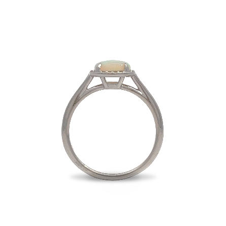 14K White Gold East to West Halo Ring w/1 Opal=.51ct and 14Diams=.04ctw SI H-I Size7.25 #71633