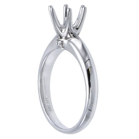 14K White Gold Solitaire Engagement Ring w/2Accent Diams=.03ctw to fit a 1.25ct Center Stone Size 6.5 #R15-116379