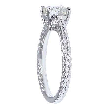 14K White Gold Braided Shank Solitaire Engagemen Ring Mounting for 7mm Round Center Stone Size 6.5 #71746 (center stone not included)