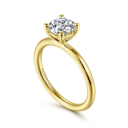 14K Yellow Gold Gabriel LARK Solitaire Engagement Ring for a 1.5ct Round Center Stone (not included) Size 6.5 #ER15619R4Y4JJJ (S1364268)
