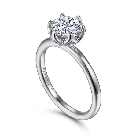 14K White Gold Gabriel KAMERA Solitaire Engagement Ring for a 1.5ct Round Center Stone (not included) Size 6.5 #ER15761R4W44JJJ (S1516804)