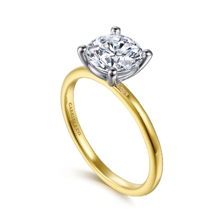 14K Yellow and White Gold Gabriel EVELINA 4 Prong Solitaire Engagement Ring Mounting for 1.25ct Round Center Stone (not included) Size 6.5 #ER15960R6M4JJJ (S1636062)