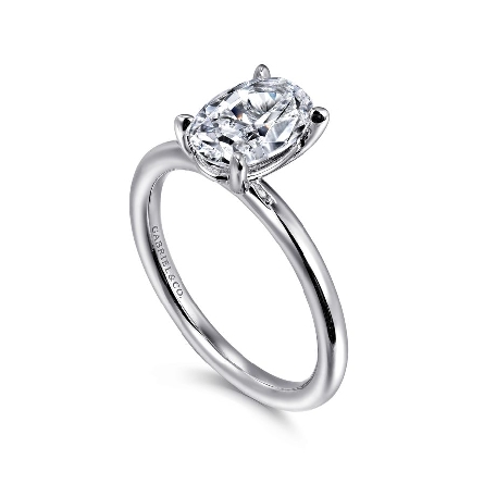 14K White Gold Gabriel LARK Solitaire Engagement Ring for a 1.5ct Oval Center Stone (not included) Size 6.5 #ER15619O6W4JJJ (S1636069)