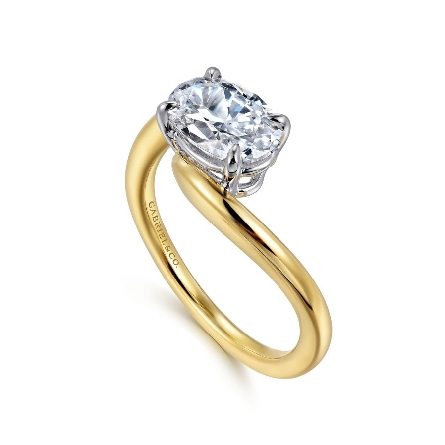 14K Yellow and White Gold Gabriel DELPHI 4Prong Solitaire Bypass Engagement Ring Mounting w/Diams=.24ctw SI2 G-H for 1.5ct Oval Center Stone (not included)  #ER16277O6M4JJJ (S1636056)