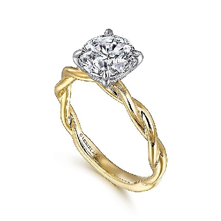 14K Yellow and White Gold Gabriel EMERSIN 4Prong Head Engagement Ring Mounting for a 1.5ct Round Center Stone (not included) Size 6.5 #ER16188R6M4JJJ (S1753773)