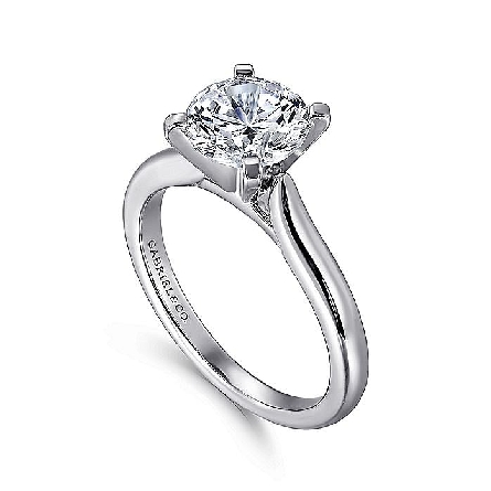 14K White Gold Gabriel LAUREN 4Prong Head Engagement Ring Mounting for a 1ct Round Center Stone (not included) Size 6.5 #ER6684R6W4JJJ (S1753972)