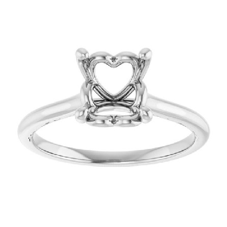 14K White Gold Solitaire 4Prong Hidden Heart Semi Mounting Size7 #123060:450:P