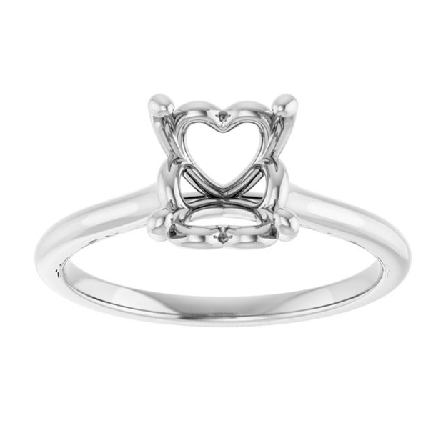 14K White Gold Solitaire 4Prong Hidden Heart Semi Mounting Size6.75 #123060:450:P