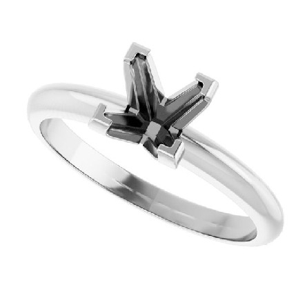 14K White Gold 4Prong VTip Solitaire Semi Mounting Size6#15720095:167728:P 