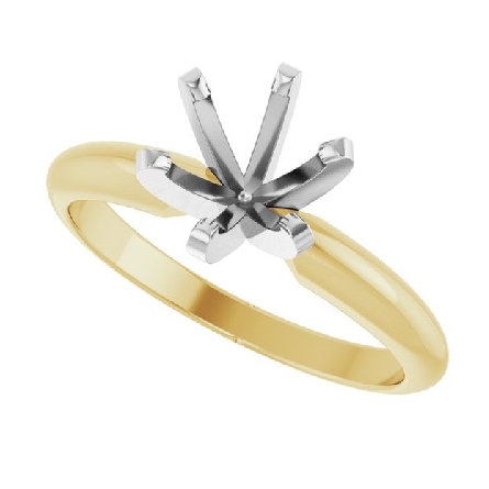 14K Yellow Gold Solitaire Mounting w/6Prong White Gold Head Size6.25 #140309H:9071:P

