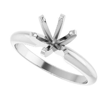 14K White Gold 6Prong Solitaire Mounting Size6 #140309H:9071:P