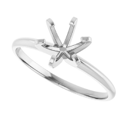 14K White Gold 6Prong Solitaire Mounting Size8 #126721:127:P 