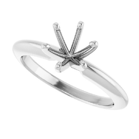 14K White Gold Solitaire Comfort Fit Mounting w/6Prong Head Size8 170309:106624:P 