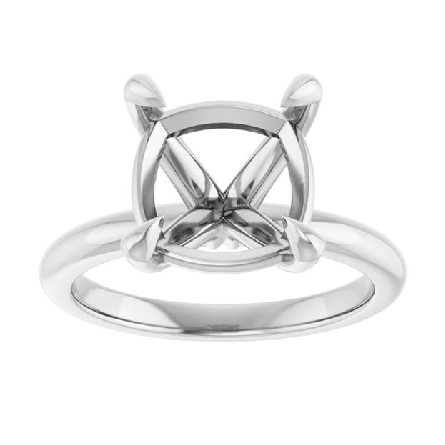 14K White Gold 4Prong 6x6mm Cushion Solitaire Mounting Size6.5 #126764:1098:P  