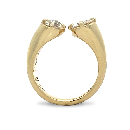 14K Yellow Gold Gabriel Open Cuff Bypass Engagement Ring Semi Mounting w/1 Pear Diam=.79ct VS2 J and 1 Oval Diam=.41ct VS H-I Size6.5 #ER16936P4Y44JJ.0001 (S2191094)