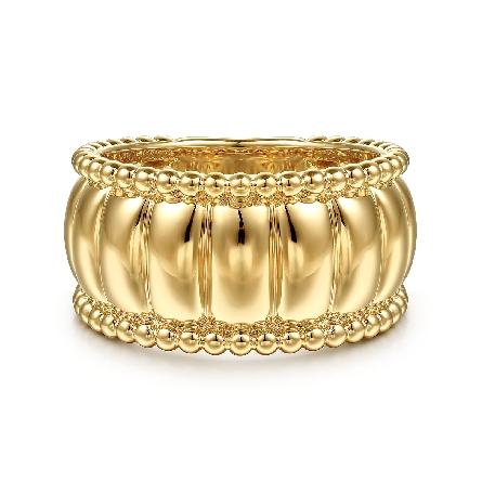 14K Yellow Gold Bujukan Scallop Wide Band Ring Size6.5 #LR52716Y4JJJ (S2116071) 