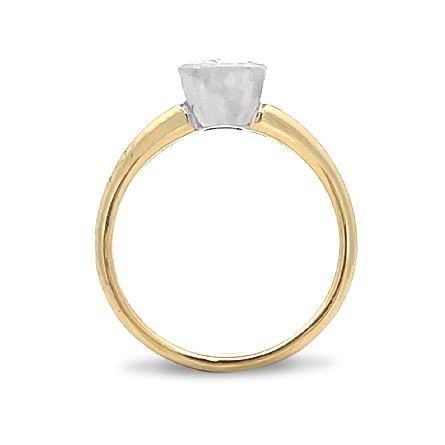 14K Yellow and White Gold Bezel Split Shank Semi Mounting for Emerald Cut Center Stone (not included) Size7 #122340