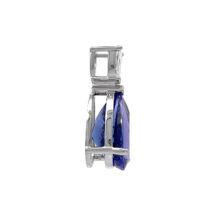 14K White Gold Custom 2Stone Pendant w/1 Pear Shape Tanzanite=7.52ct and 1 Fancy Shaped Diamond=.41ct SI H-I 