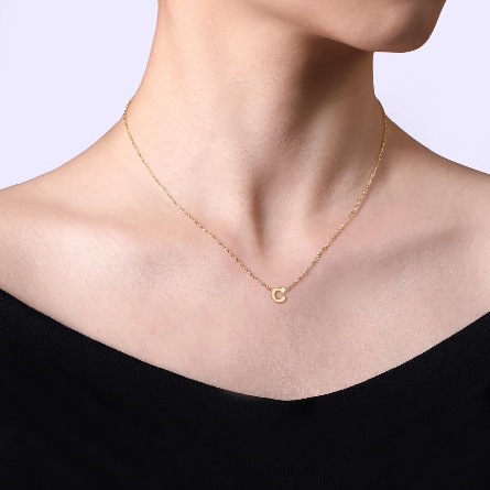 14K Yellow Gold 15.5-17.5inch Adjustable Initial C Necklace #NK6928C-Y4JJJ (S1567169)