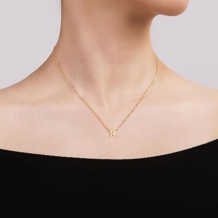 14K Yellow Gold 15.5-17.5inch Adjustable Initial R Necklace #NK6928R-Y4JJJ (S1688883)