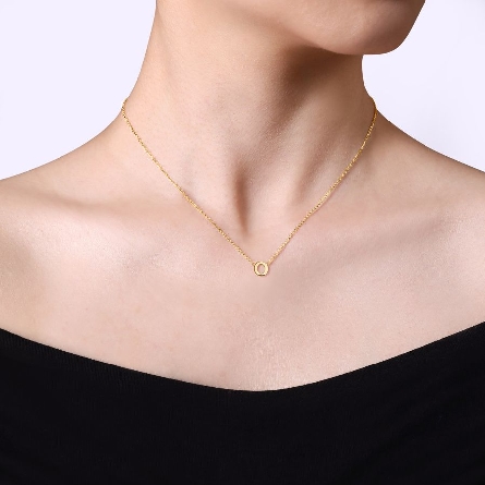 14K Yellow Gold 15.5-17.5inch Adjustable Initial O Necklace #NK6928O-Y4JJJ (S1802056)